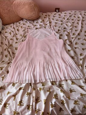 Women's Pleated Pink Camisole Tank Top